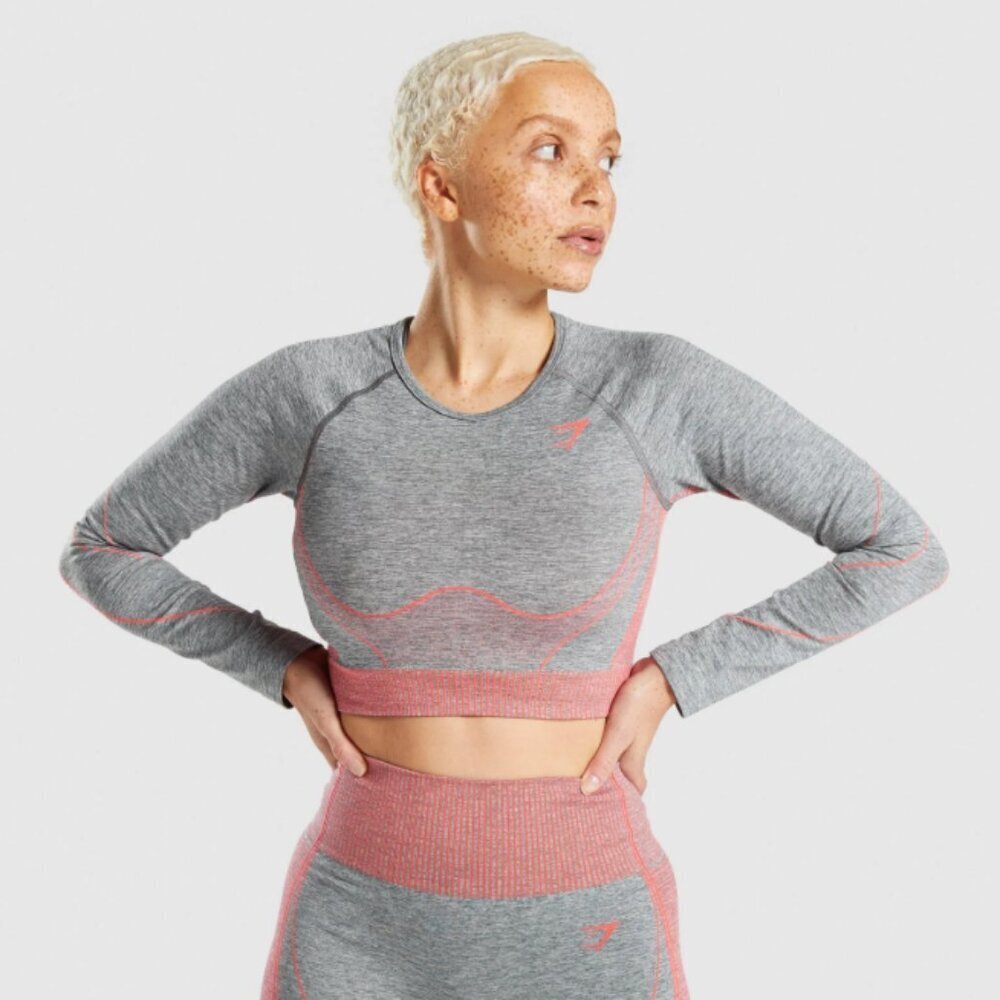 GYMSHARK | Hyper Amplify Long Sleeve Crop Top | Sz. S